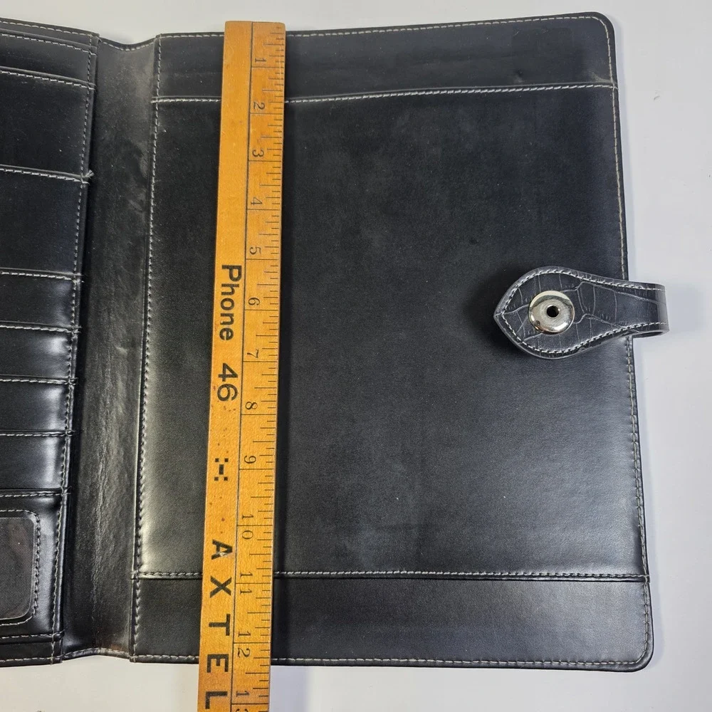 Franklin Covey Black Faux Croc Leather Binder Portfolio Organizer Padfolio